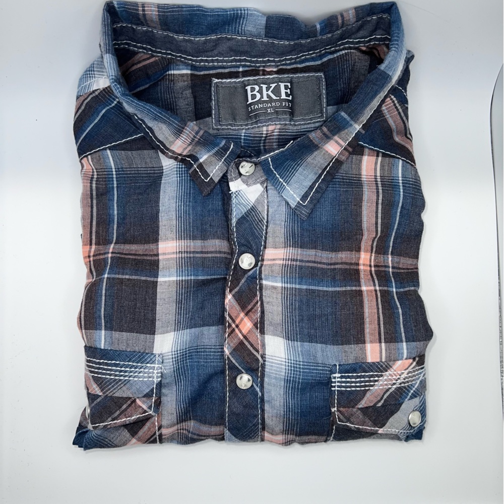 SALE BKE Standard Fit Button Down Long Sleeve Plaid Shirt Size XL